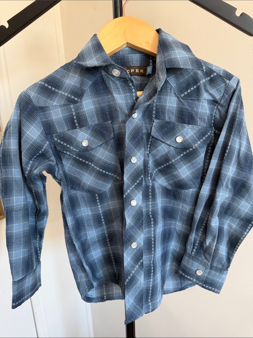 Roper Blue Plaid Snap-Front Button Down Shirt